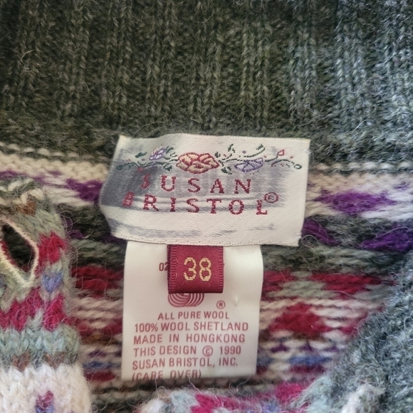 Vintage NWT Susan Bristol Striped Fairisle Shetland Wool Sweater - Picture 6 of 7